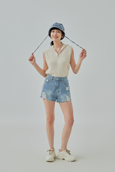 Raw Edge Denim Bucket Hat